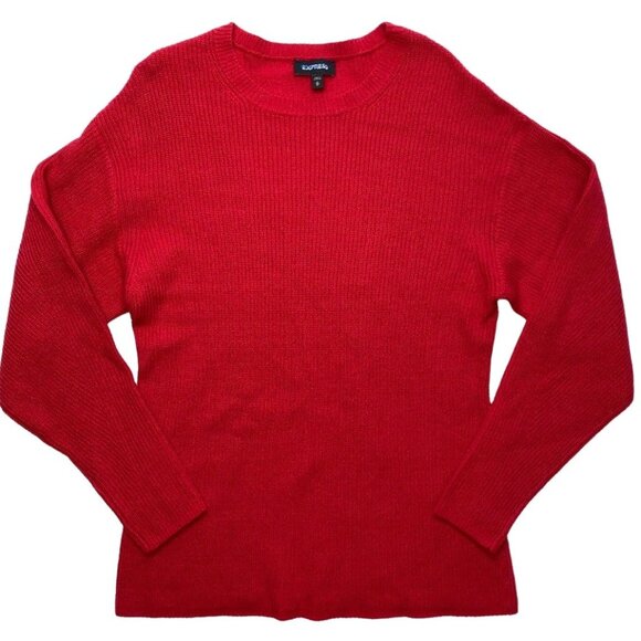 EXPRESS Crewneck Sweater Top Women's‎ MEDIUM Red Relaxed-Fit Long-Sleeve NWOT - Picture 6 of 9